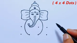 Lord ganesha drawing | 4x4 dots lord ganesh drawing | ganpati drawing | Lord ganesh drawing easy