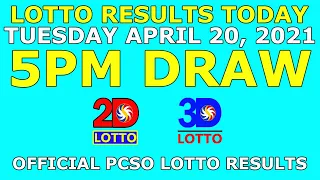 [OLD] 5pm Lotto Result Apr 20 2021 (Tuesday) PCSO Today