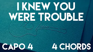 I Knew You Were Trouble by Taylor Swift Guitar Lesson | Capo 4 (4 Chords) Tutorial