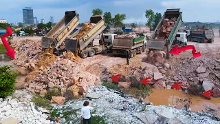 Wonderful Best Machines Nice Activities With Big Bulldozer Clearing Stone & Dumping Truck Great Job