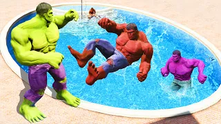 GTA 5 Ragdolls Team Color Hulk Jumps/Fails (Euphoria Physics) 179