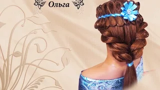 Прическа на средние и длинные волосы. Beautiful hairstyle. Kapralova Olga