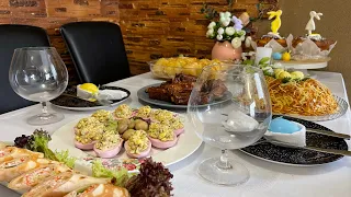 🧁 ПРАЗДНИЧНЫЙ СТОЛ НА ПАСХУ 🍀/ Пасхальный кулич КРАФФИН 🥮/ СТОЛ ЗА ПАРУ ЧАСОВ/ закуски на ПАСХУ,