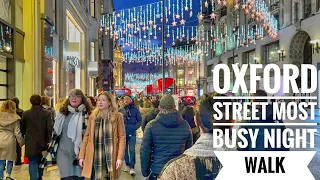 London City Christmas Lights 2021 | Oxford Street Busy Christmas Shopping West End | London Walk