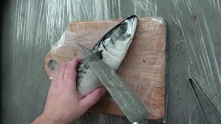 Мурманское сало, разделка скумбрии. Короткое видео. (Murmansk lard, mackerel cutting. A short video)