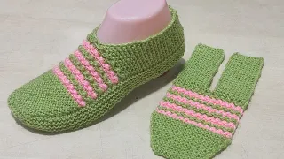 Learn how to knit very easy women booties socks size number 7-8