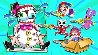 🤡paper diy🤡 Rescue Caine's Wife Pregnant From Evil Abandoned TADC Bandits 🎪 TADC ASMR @GLITCH