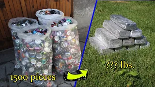 Massive Can Meltdown - 1,500 Aluminum Cans - Trash To Treasure  - ASMR Metal Meltdown