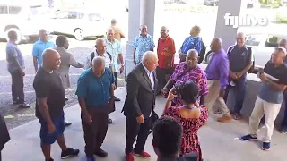 Former PM and suspended Police Commissioner  at the High Court in Suva for their appeal hearing.