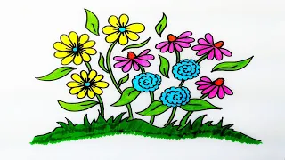 How To Draw Flowers .Easy. Step by step. Drawing for kids. Як намалювати квіти.