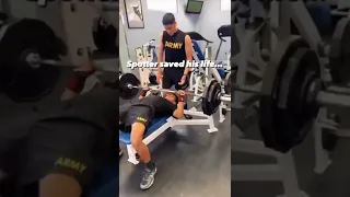 Spotter saved his life #savinglife #gym#gymfail#gymlover #shorts