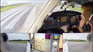 MASSIVE Falcon 7X 3-Engined Private Jet Brazil-Ireland Air Hamburg ULTIMATE COCKPIT MOVIE [AirClips]