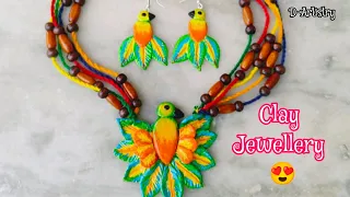 Beautiful jewellery making with clay // clay necklace tutorial step by step