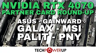 10 Card RTX 4070 Review Round-up: ASUS, MSI, Palit, Galax, PNY, and Gainward