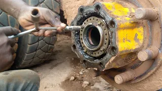 30 minutes of removing rare axle and hub for heavy duty truck.