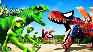 Jurassic World Evolution 🌍 Green Alien Godzilla Vs Spiderman Zilla,T-Rex Dinosaurs Fight !!
