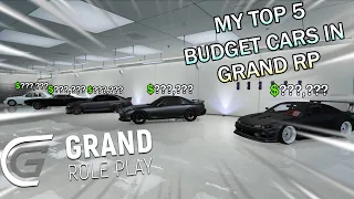 My Top 5 Budget Cars In GrandRP | Under $1M.