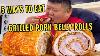 5 ways to eat pork belly! Brother Hou made "Crispy Roasted Pork Belly Rolls", which is enjoyable!