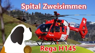 REGA 1414 Rettungshubschrauber H145 Landung & Anflug Spital Zweisimmen