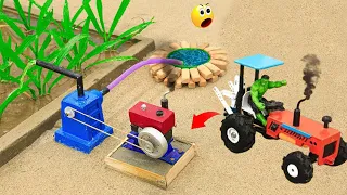 diy tractor mini diesel engine water pump science project || @ mini farmvilla