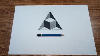 3d trick art on paper easy | optical illusions cube by simple drawing tutorial