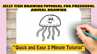 JELLY FISH DRAWING TUTORIAL FOR PRESCHOOL | Animal Drawing