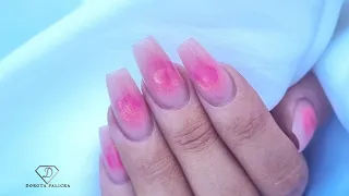 Jelly Aura Nails with gel polish. Aura nail art trend with sponge technique
