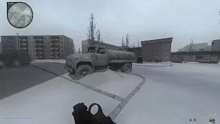 Stalker Anomaly Winter Clash with Monolith in Pripyat outskirts