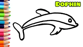 How to Draw A simple Dophin🐋🐬 step by step for kids || 🦄😝🍓🥒 Drawing Lessons, toddler🍅