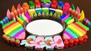 SPECIAL RAINBOW CARROT SLIME ! Mixing Clay, Makeup, Floam and More into Glossy Slime