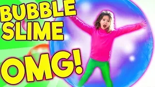 WORLD'S BIGGEST GIANT SLIME BUBBLES! LEARN HOW TO MAKE SUPER STRETCHY BUBBLE SLIME