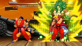 SONGOKU & ICE RYU vs BROLY & FIRE POWER KEN - High Level Awesome Fight!