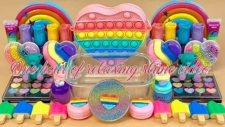ASMR SLIME. Compilation slime. Mixing makeup, glitter, beads. Relaxing video.
