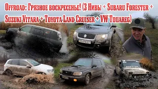 OFFROAD: Грязное воскресенье! (3 Нивы+Subaru Forester+Suzuki Vitara+Toyota Land Cruiser+VW Touareg)