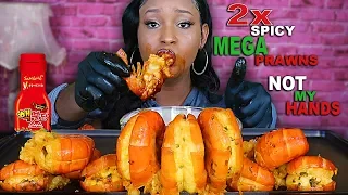 10 2x SPICY MEGA PRAWNS CHALLENGE IN 10 MINS *NOT MY HANDS* (SEAFOOD BOIL MUKBANG) 먹방 | QUEEN BEAST