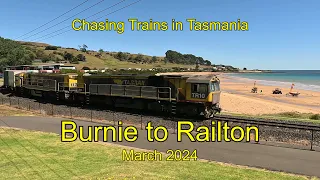 Chasing trains Burnie to Railton, Tasmania, Mar 2024
