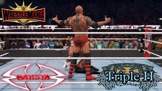 Batista vs Triple H - No Holds Barred WrestleMania 35 Match || WWE2K22.