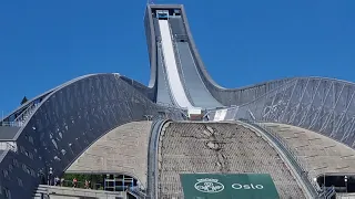 Ski jump,Oslo,Norway.Holmenkollbakken 130km/h speed.English