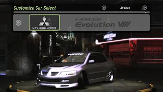 Need for Speed: Underground 2. Mitsubishi Lancer Evolution VIII customization and race.