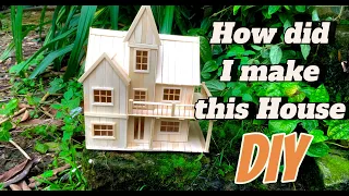 Make a simple house model using wooden popsicle sticks and bamboo toothpicks