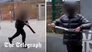 Youths brandishing machetes caught in shocking video footage in Nottingham