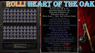 Diablo II Resurrected -  Rolling Heart of the Oak Runeword(HOTO) Perfect(40 All Resistances) ?