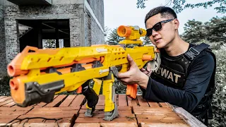 LTT Game Nerf War : Couple Police Patrols Warriors SEAL X Crime Mr Close Crazy Nerf guns Game