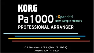 KORG PA1000 OS V1 5 1 eXpanded user sample memory