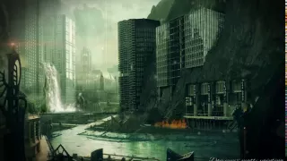 futuristic city matte painting