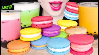 ASMR BOBA BUBBLE TEA, RAINBOW MACARON *TAPIOCA PEARLS 보바 버블티, 레인보우 마카롱, 타피오카 펄 먹방 EATING SOUNDS