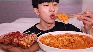 Rose Tteokbokki Corn cheese dogs Mukbang