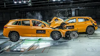 Real life Car to Car Crash Test By Mercedes Benz / EQS SUV vs EQA