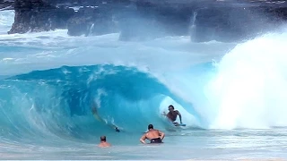 Sandy Beach  bodyboarding-Hurricane Guillermo waves