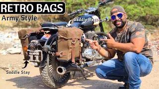 Retro Saddle Bags For Royal Enfield | Army Style Saddle Bags